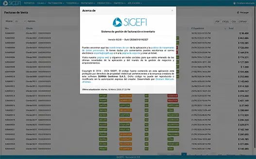 Seguridad y soporte de SIGEFI